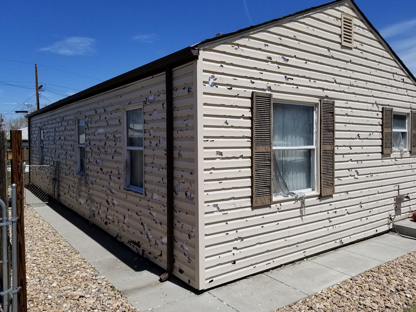 Hail damage to siding