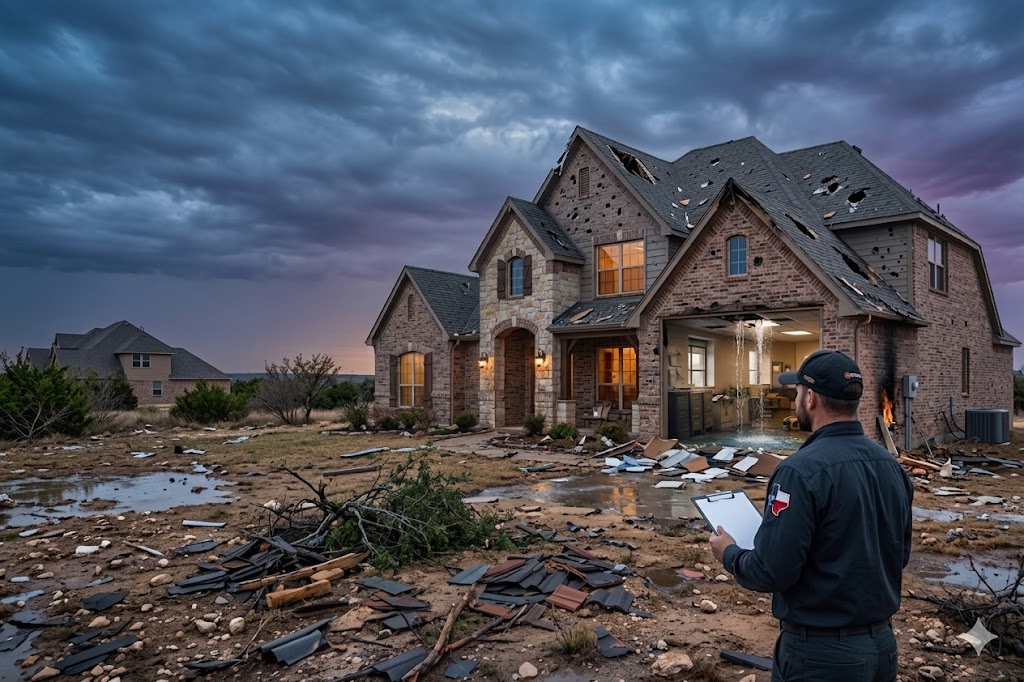 Texas storm and property damage claim inspection